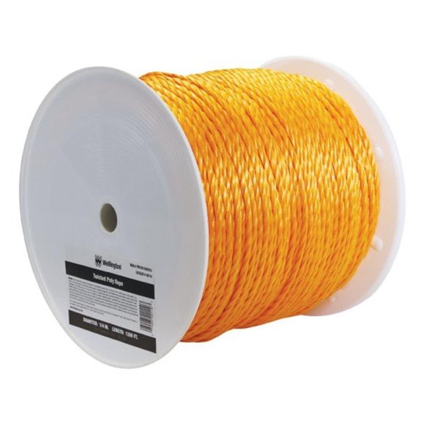 Wellington P9016S1200Y01S Twisted Poly Rope Spool Orange - 0.25 in. x 1200 ft. WE10616